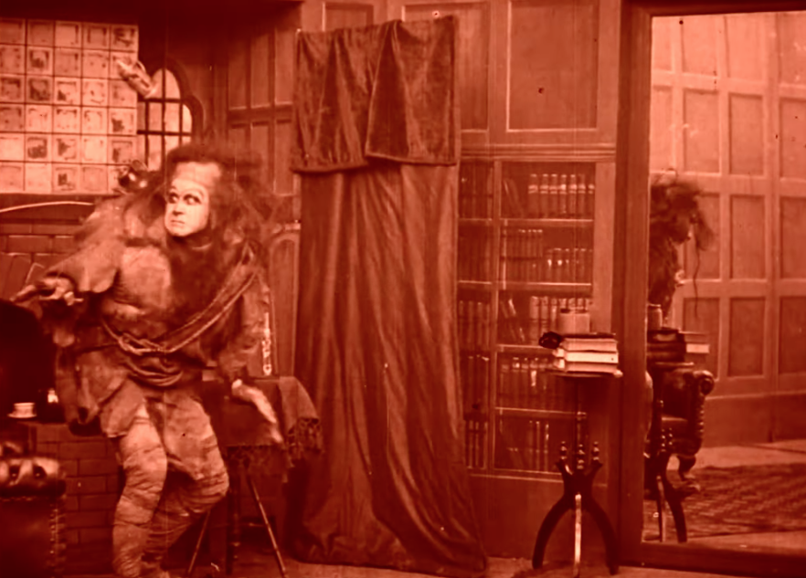 A still from the restored 1910 version of Frankenstein, which features much worse costumes and makeup