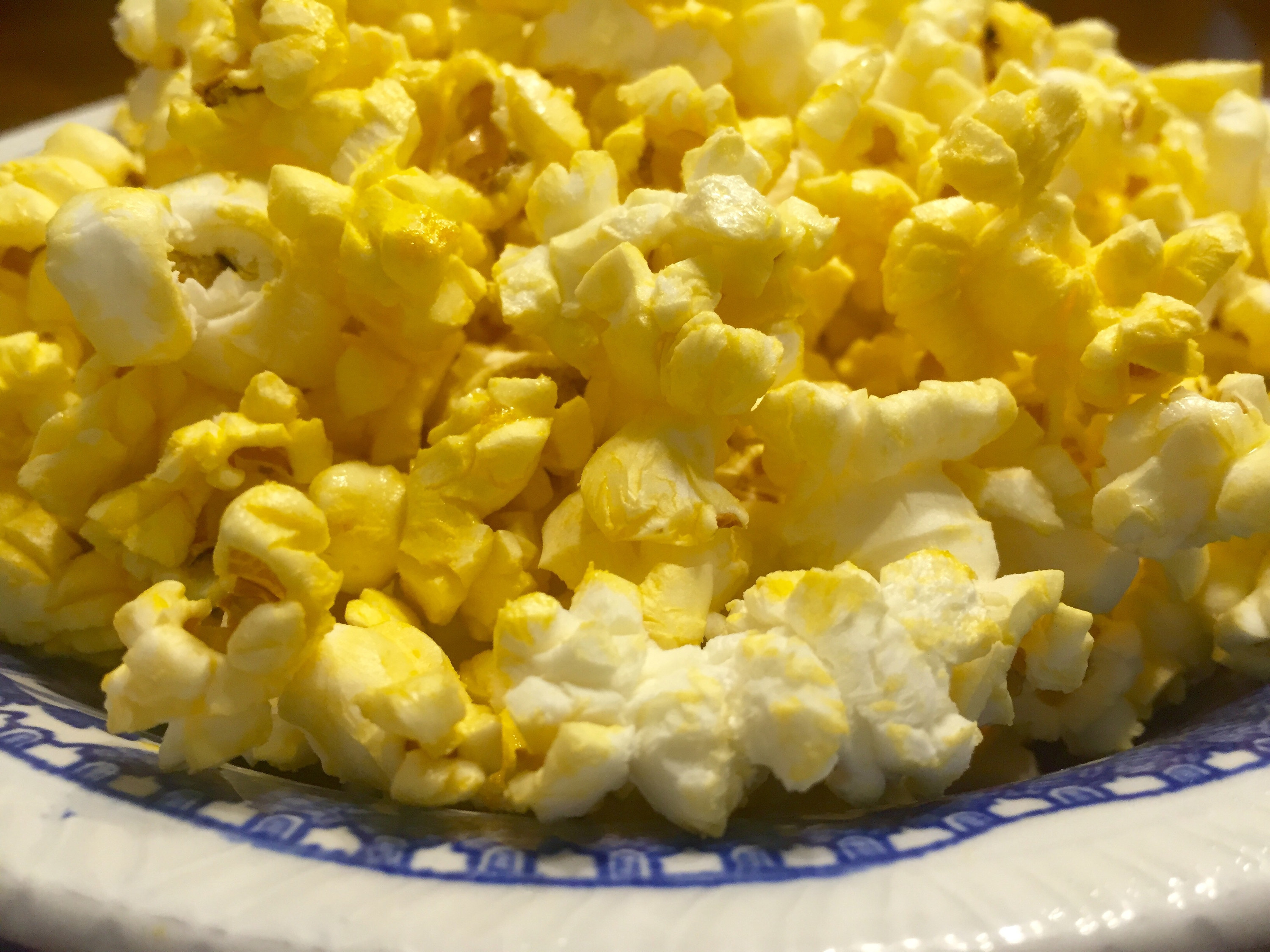 A plate of buttered popcorn