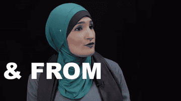 A woman proclaims she is from Brooklyn and wears a hijab