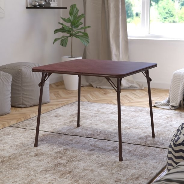A brown folding table