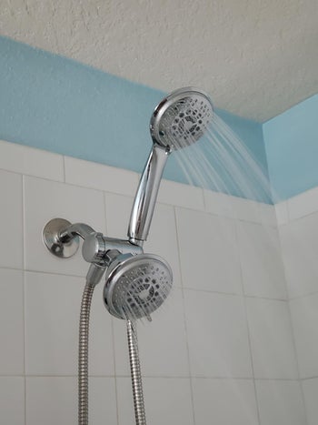the same shower heads with the water turned on
