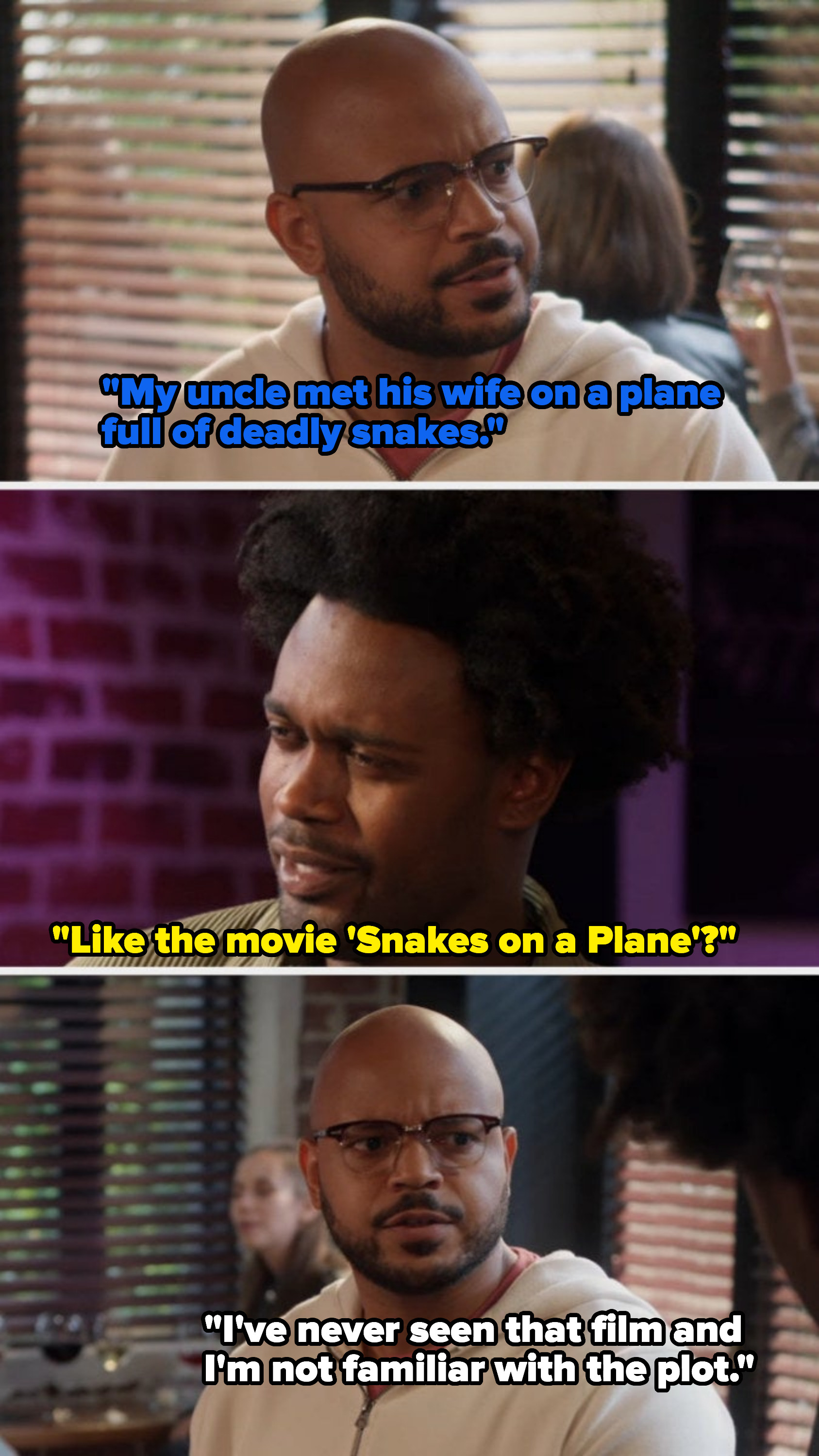 Noah learns that Wyatt has an uncle who met the love of his life during a real-life  &quot;Snakes on a Plane&quot; scenario