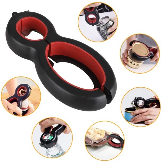 The bottle opener with several photos showcasing different ways of using it