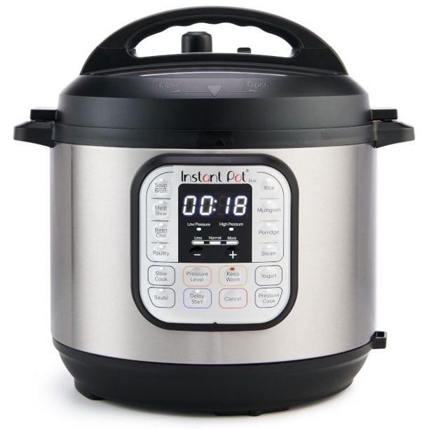 The Instant Pot in black and chrome