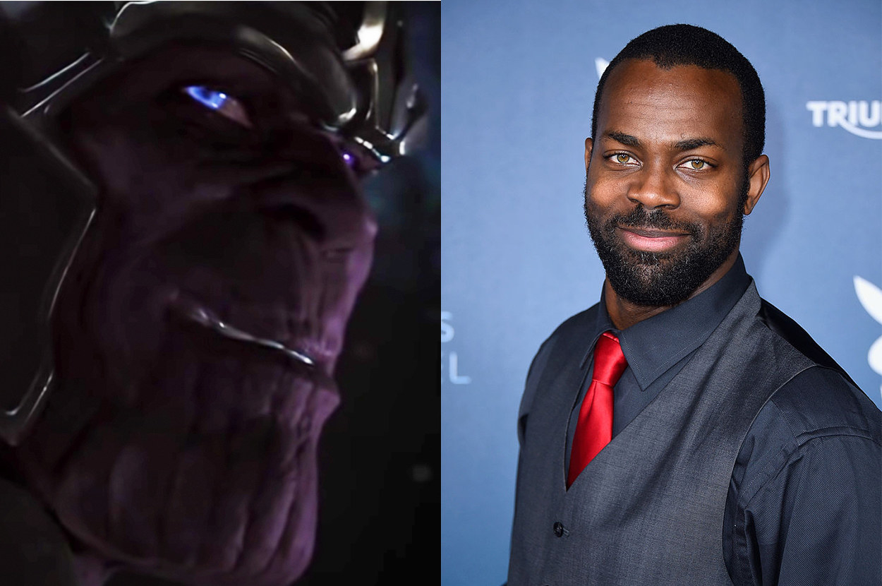 side by side of the character and Damion Poitier