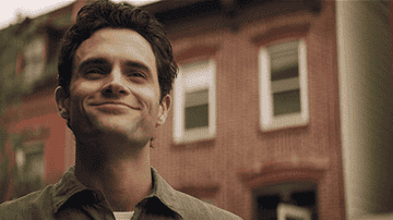 GIF joe goldberg waving
