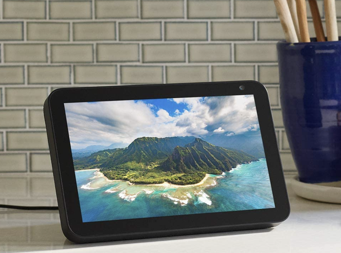 The Echo Show 8 on a kitchen counter