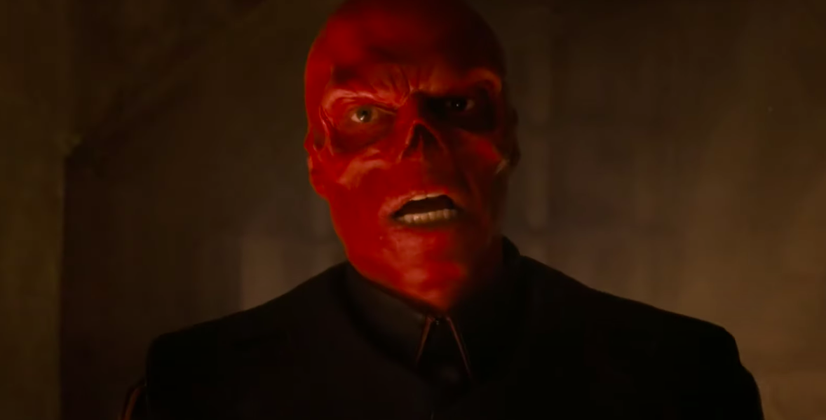 Hugo Weaving with his red mask face