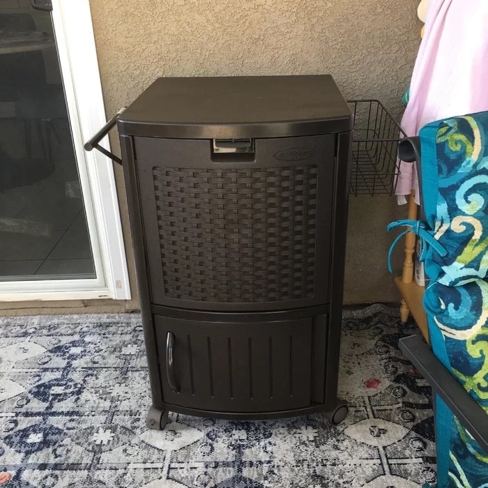 A brown cooler in a reviewer&#x27;s home