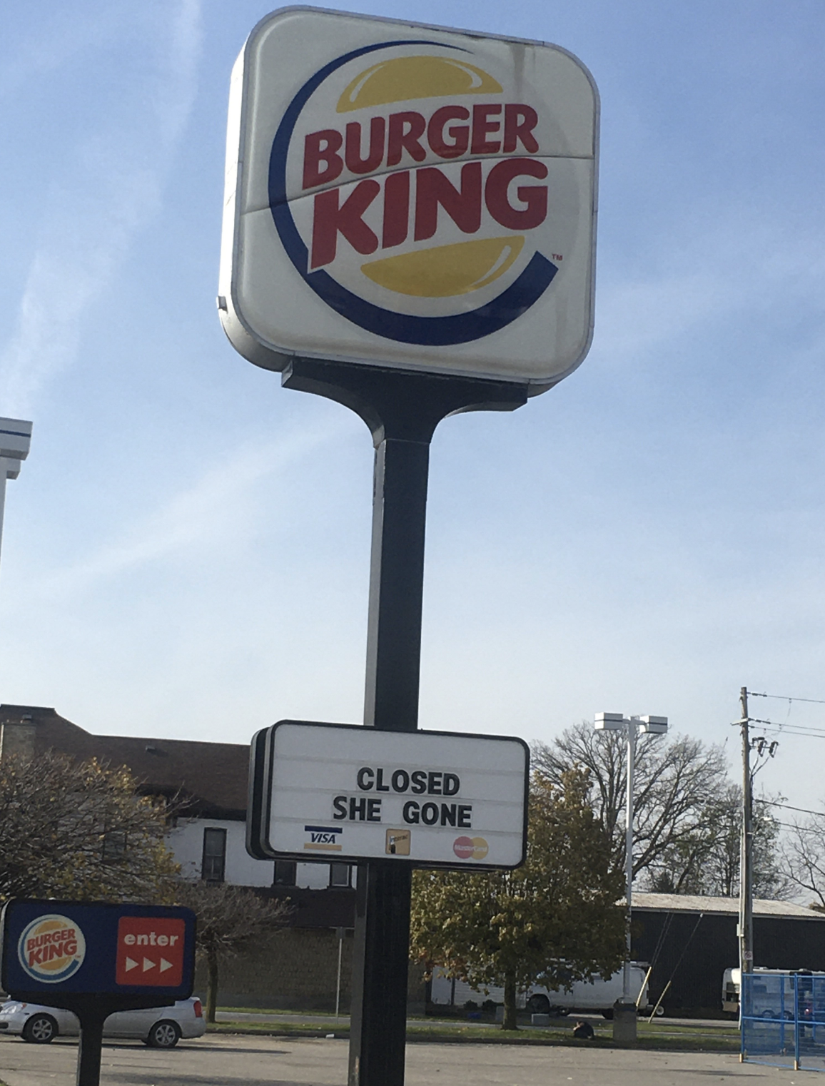 burger king sign reading she gone