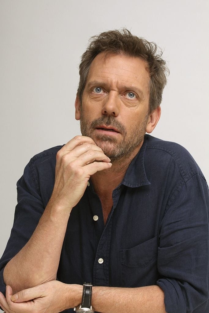 Hugh Laurie looking thoughtful