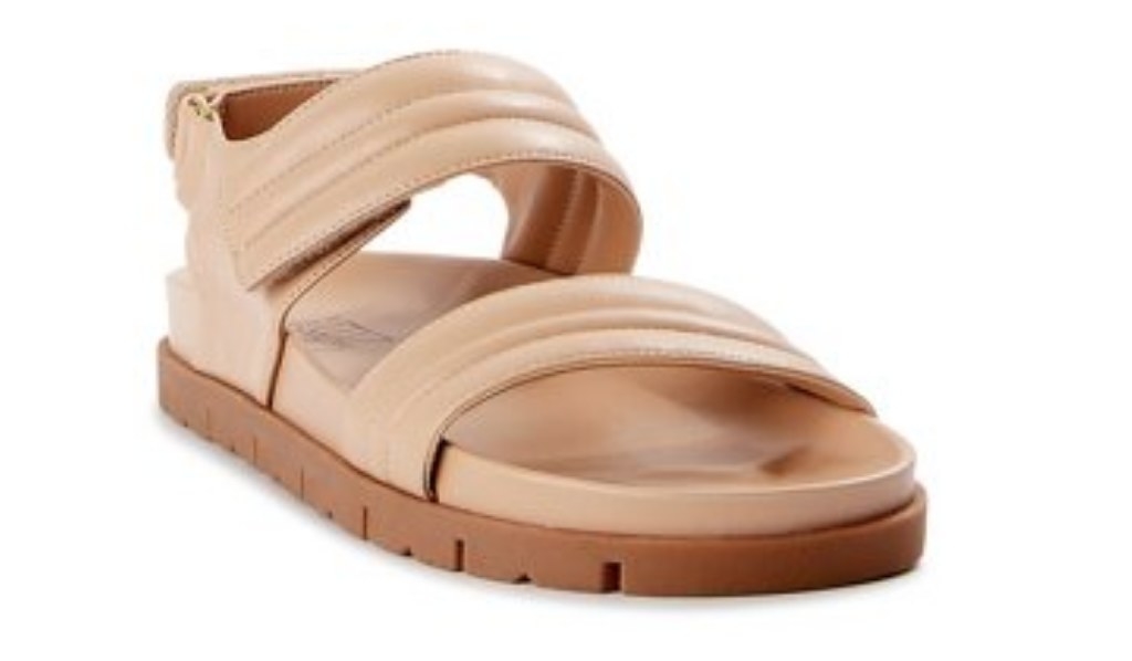 A tan quilted sports sandal