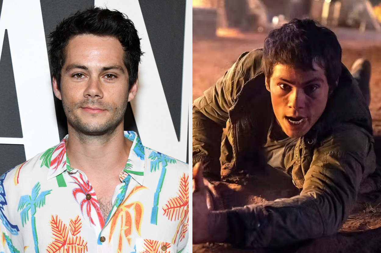 Dylan O&#x27;Brien on the red carpet and in character after falling to the ground