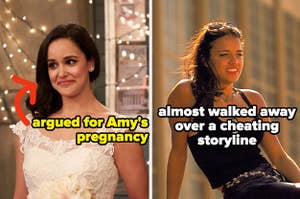 Melissa Fumero, who argued for Amy's pregnancy, and Michelle Rodriguez, who almost walked away over a cheating storyline