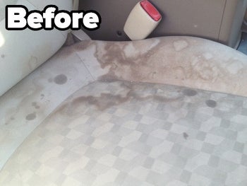 reviewer before photo of their stained car seat