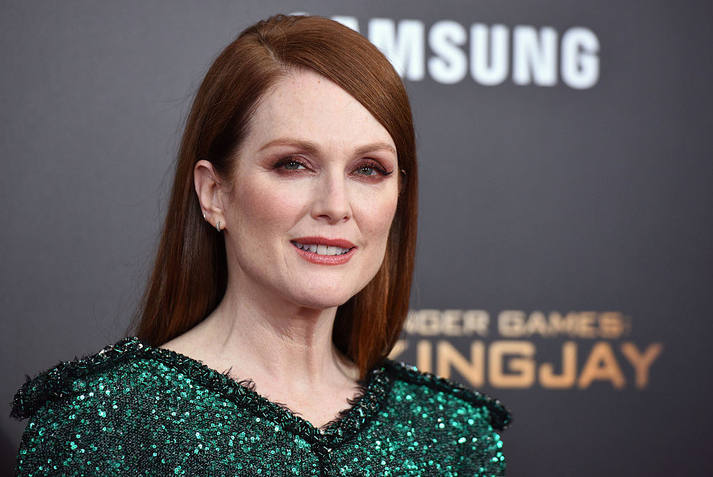 A closeup of Julianne Moore smiling at an event