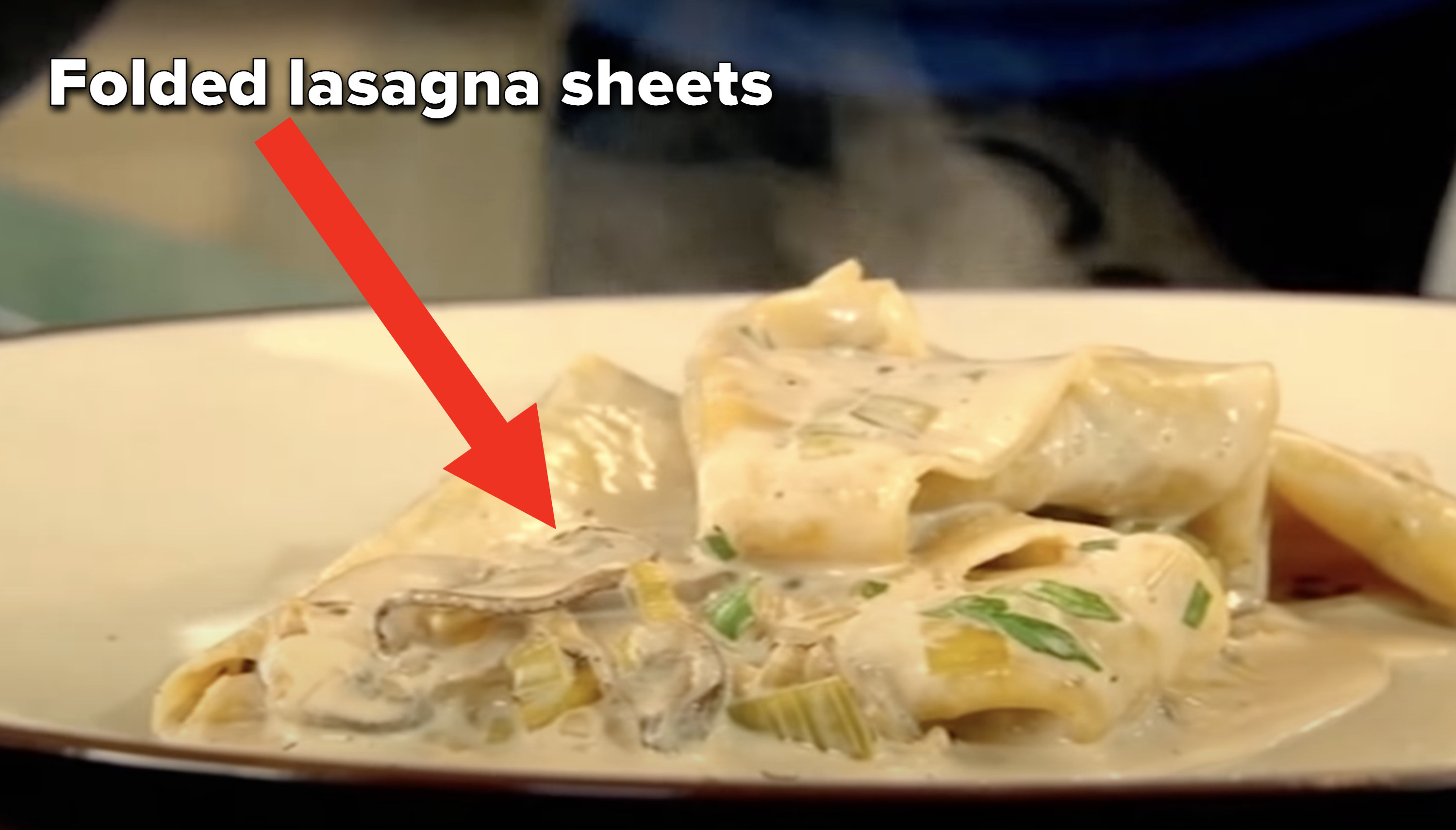 Lasagna noodles in a cream sauce