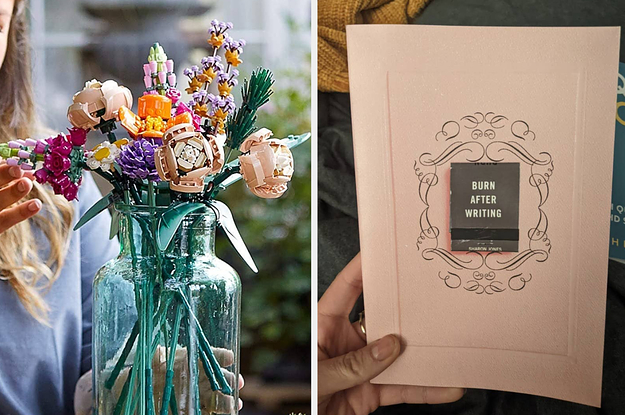 A person building Lego flowers in a vase, and a person holding up an interactive book