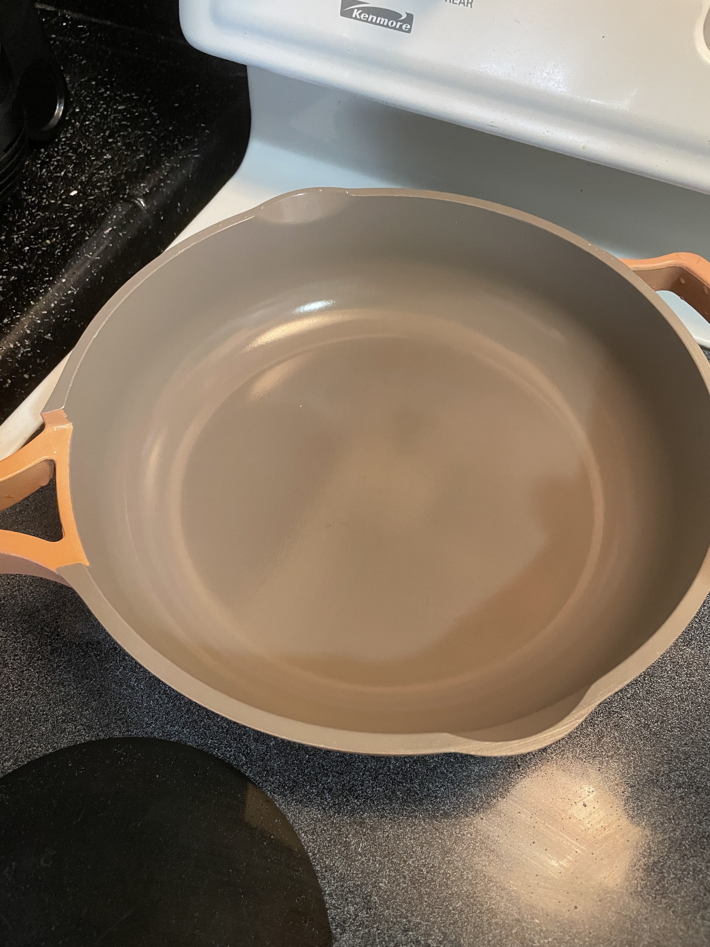 Pan looking smooth and clean, no browning