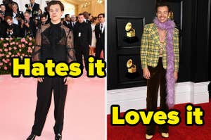 harry at the met gala and the grammy awards