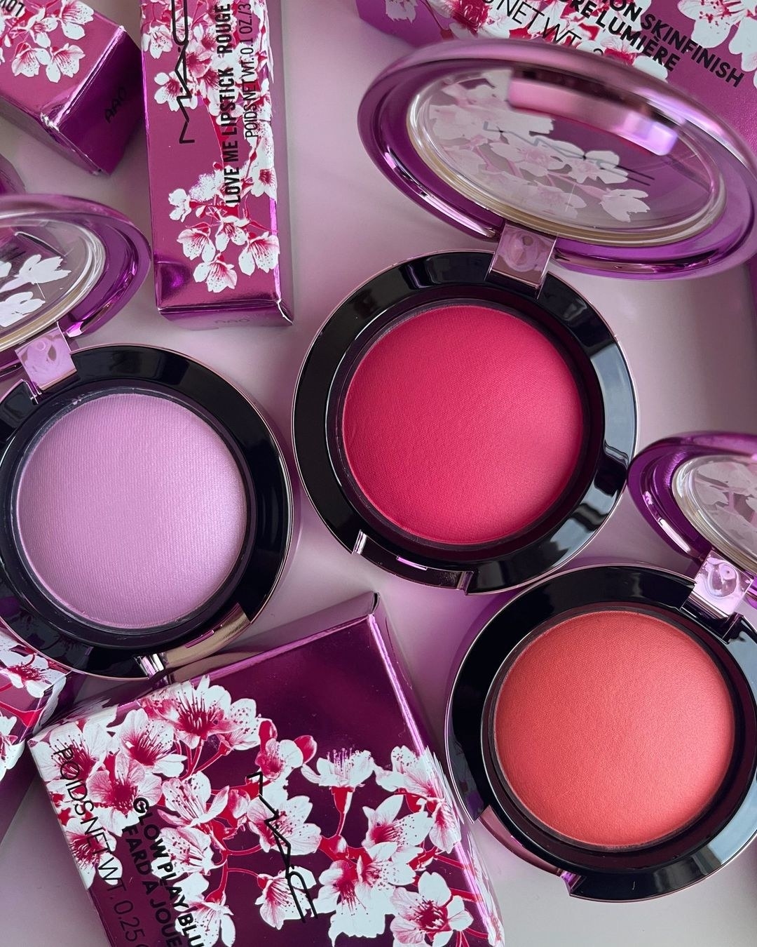 Three blush compacts in a row