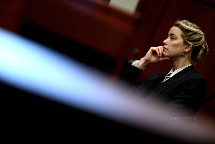 Amber Heard looks on in the courtroom at the Fairfax County Circuit Courthouse in Fairfax, Virginia, on May 17, 2022. 