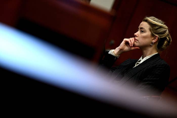 Amber Heard looks on in the courtroom at the Fairfax County Circuit Courthouse in Fairfax, Virginia, on May 17, 2022.