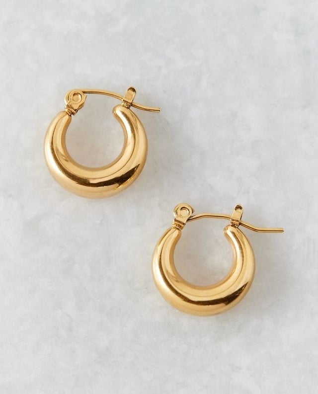 chunky gold hoop earrings with snap closure