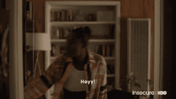 gif of someone opening the door that reads hey
