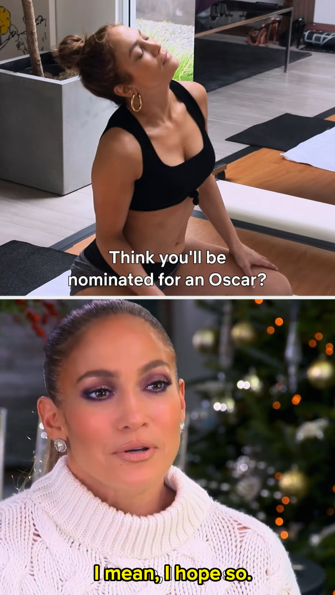 Jennifer being asked if she thinks she&#x27;ll be nominated for an Oscar, and her saying &quot;I hope so&quot;