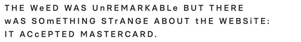 The weed was unremarkable but there was something strange about the website: it accepted Mastercard