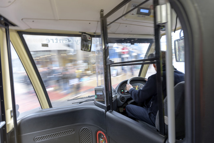 The front of a bus