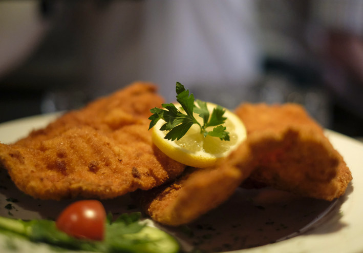 A plate of schnitzel