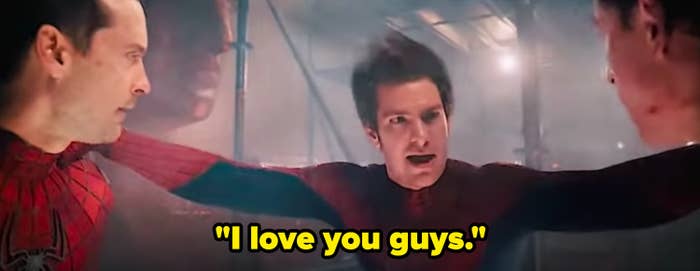 Peter Parker 3 tells Peter Parker 1 and 2 that he loves them