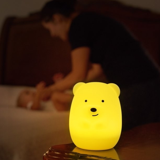 Bear night light in baby&#x27;s room