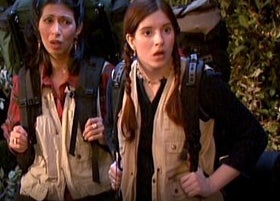 Chelsea Daniels is carrying a camping bag