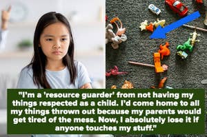 A child angry vs toys on the ground