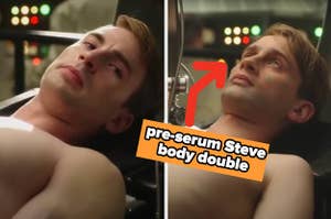 Chris Evans and his pre-serum Steve body double
