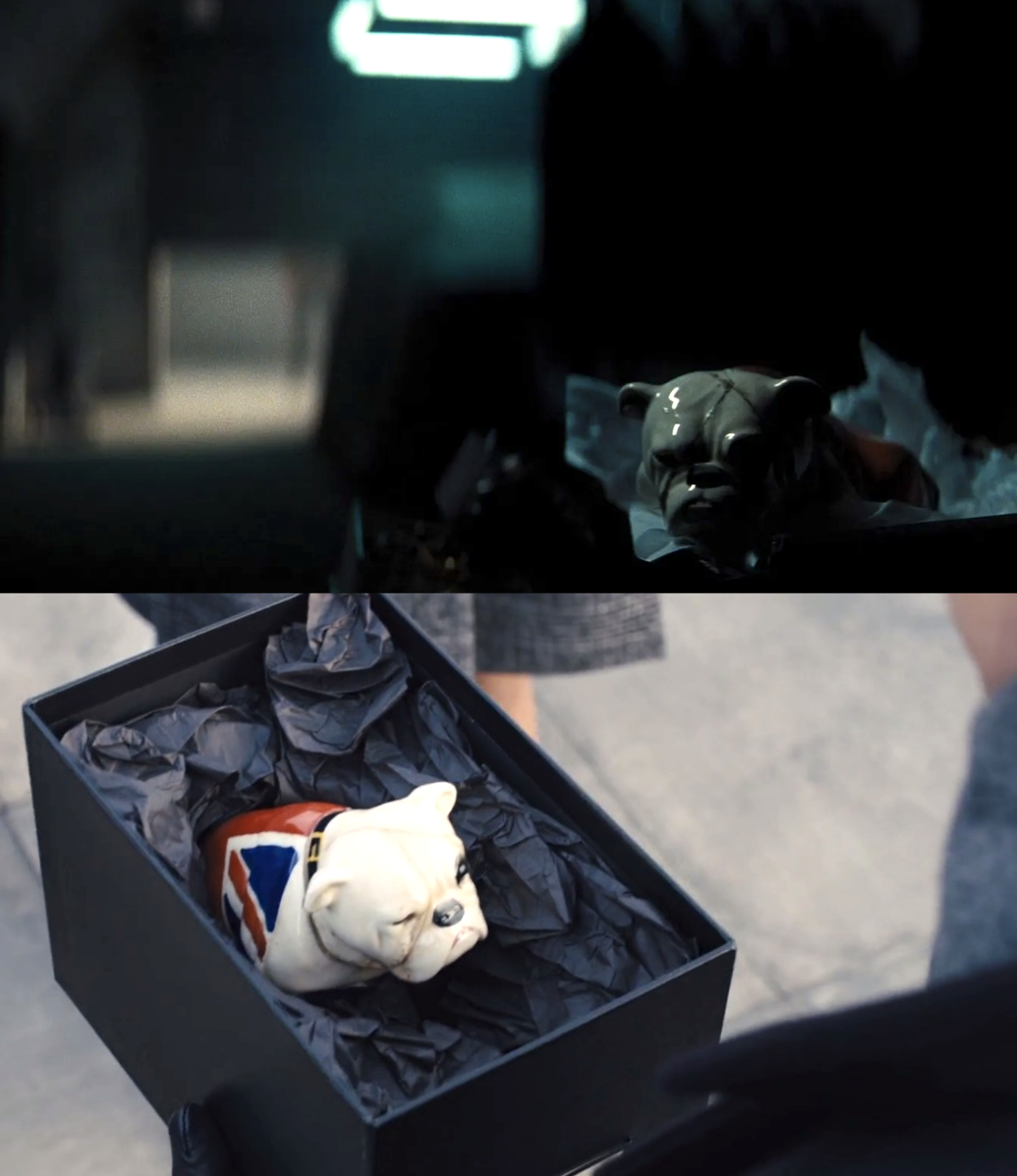 Bulldog figurine in &quot;Skyfall&quot; and &quot;No Time to Die&quot;