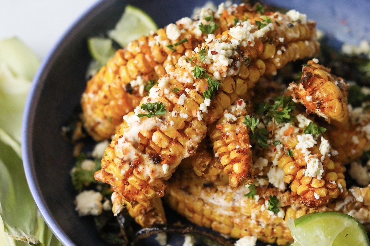 Elote-style air-fried corn