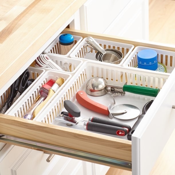 a white seven piece drawer organizer