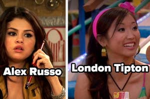 The left side image shows Alex Russo with her wand and the right side image shows London Tipton smiling