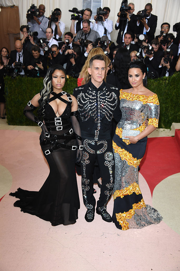 Nicki, Jeremy, and Demi together at the Met Gala stairs