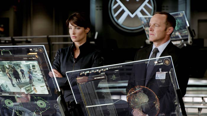 Cobie Smulders and Clark Gregg in &quot;The Avengers.&quot;