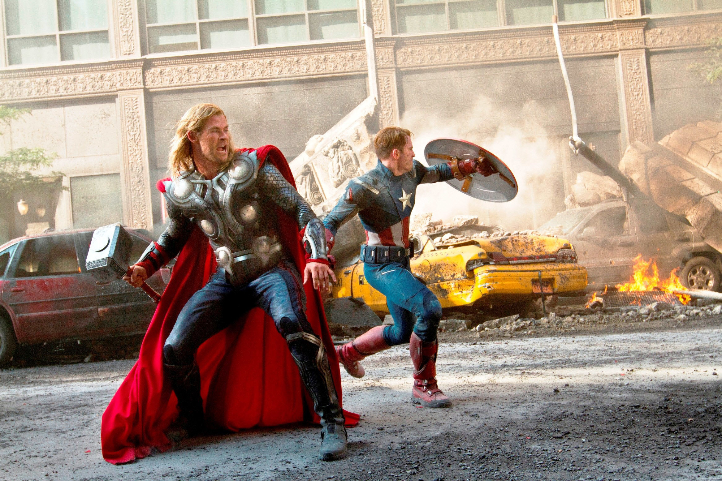 Thor and Captain America in &quot;The Avengers.&quot;