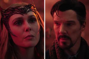 Scarlet Witch is on the left with Doctor Strange on the right