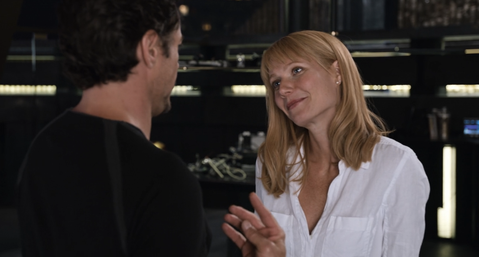 Robert Downey Jr. and Gwyneth Paltrow as Iron Man and Pepper Potts in &quot;The Avengers.&quot;