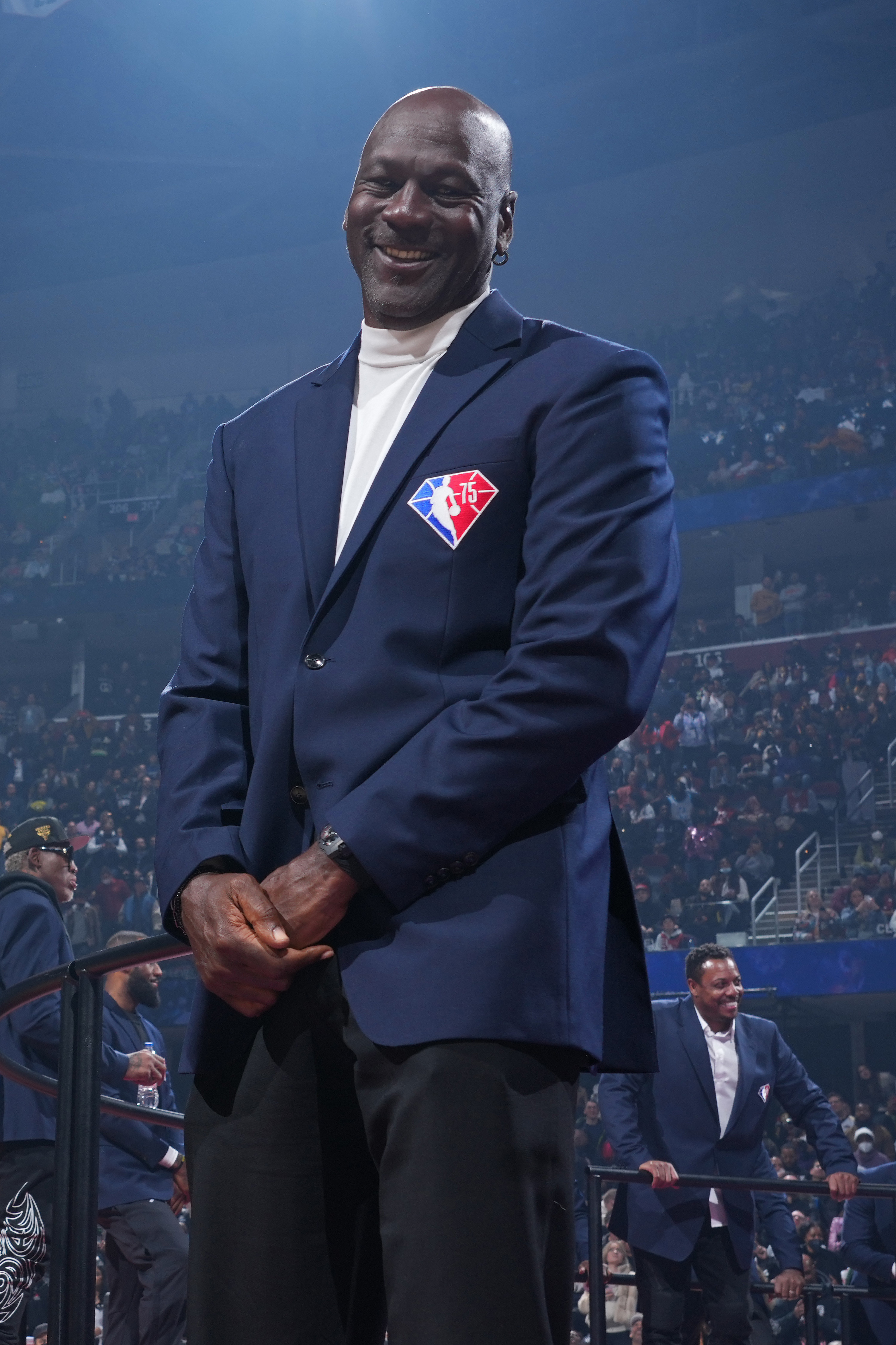 Michael Jordan is pictured while being honored at an NBA 75th Anniversary celebration event in  2022