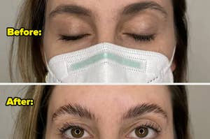 side by side of before and after brows