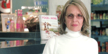 gif of diane keaton scoffing from a scene in something&#x27;s gotta give